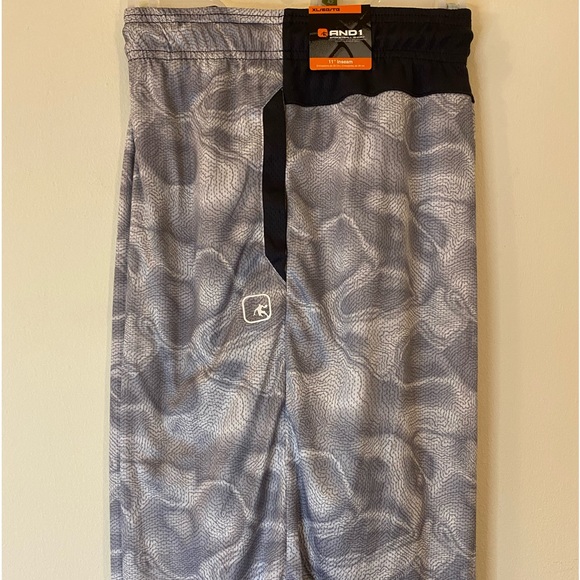 And 1 Silver/White/Black Men’s XL Badketball Shorts 11” Inseam Drawstring - Picture 1 of 4